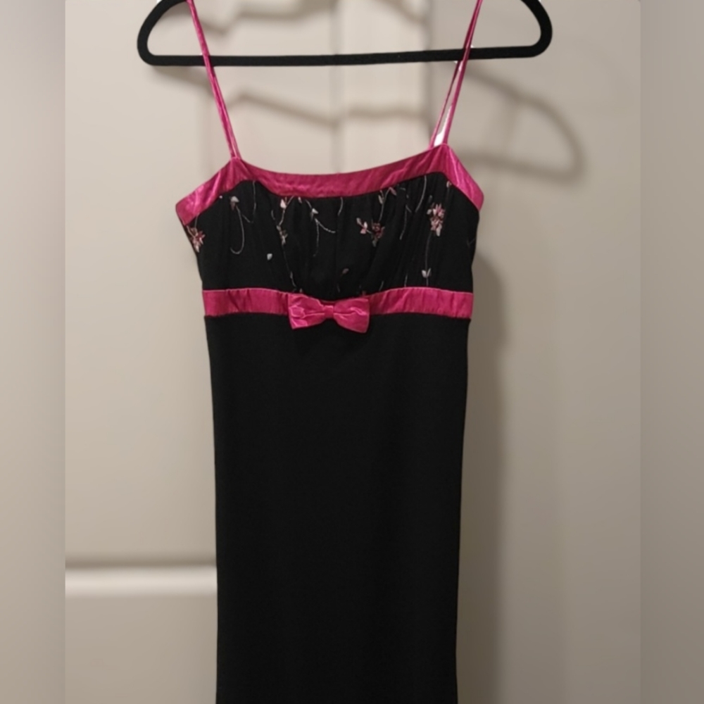 IN SANFRANCISCO VINTAGE Jr Large L Black Dress Pink Valentine's Party